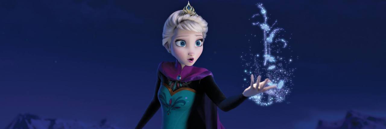A image of Elsa, the Disney princess, with ice coming from her hands.