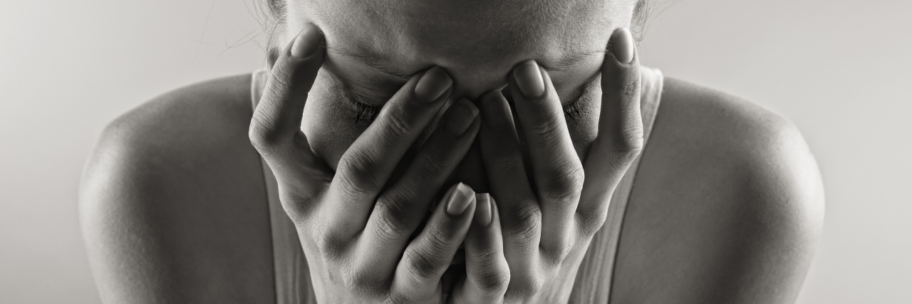 When My Grief Unexpectedly Resurfaced Crying woman. Black and white photo