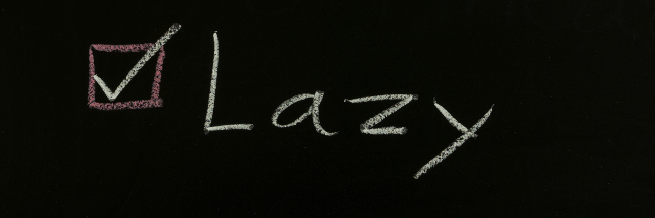 lazy written on a blackboard