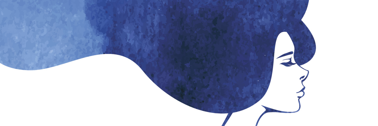 When You're Left Carrying Your Parent's Emotional Baggage Watercolor Fashion Woman with Long Hair. Vector Illustration. Beautiful Mermaid Face. Girl Silhouette. Cosmetics. Beauty. Health and spa. Fashion themes.