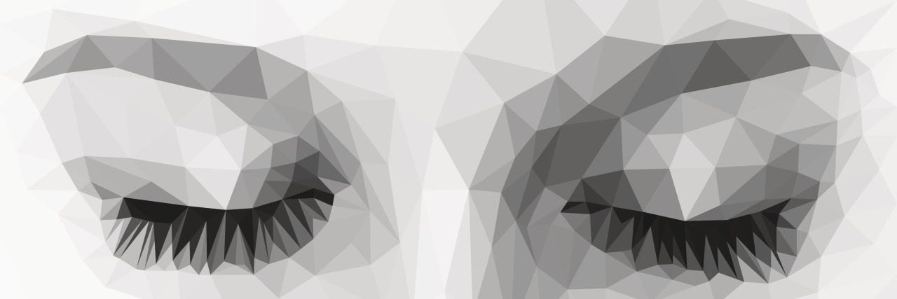 How My Body Is Cured After Cancer, but My Mind Is Still Struggling polygonal eyes closed monochrome