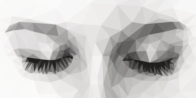 polygonal eyes closed monochrome