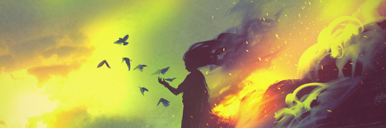 What You Can Do When People Haven't Heard of Your Condition An illustration of a silhouette of a woman with birds.