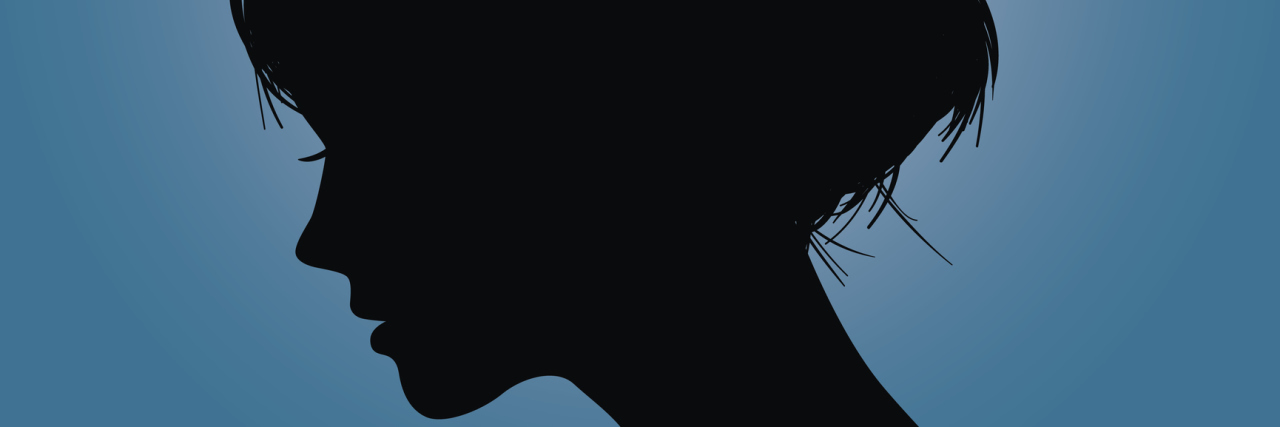 What Healthy People Need to Know About Life With Chronic Illness A woman's silhouette with a blue background.