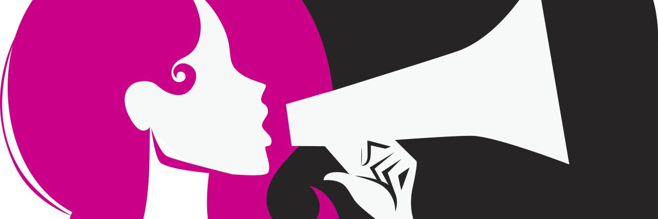 Chiari Malformation: Advocating for People With Rare Diseases illustration of woman yelling into a megaphone