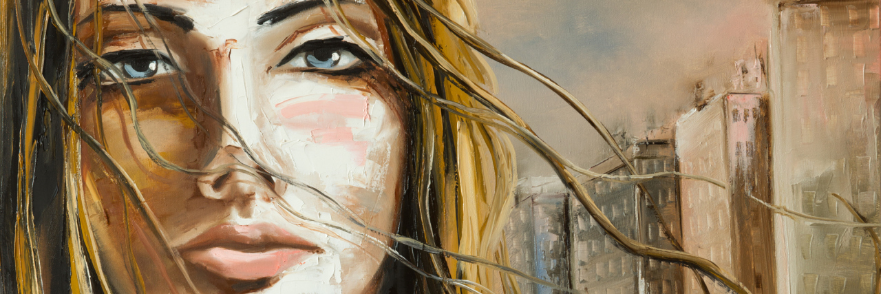 Why I Don't Buy Into 'New Year, New Me' as Someone Who Was Raped A fantasy young teenage girl portrait with an abstract city on a background.