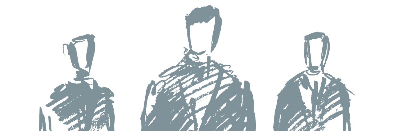Standing businessman concept vector sketch.