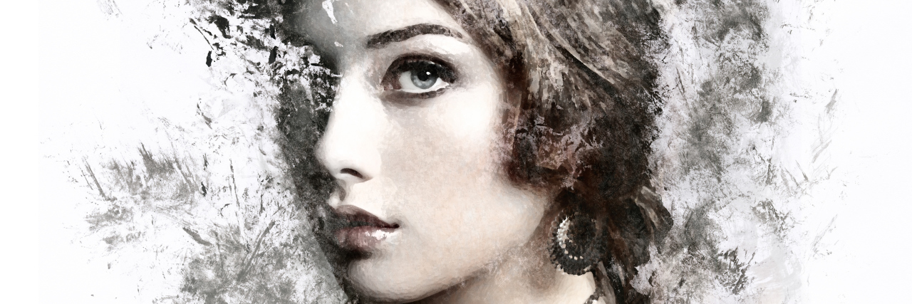 CRPS, Gastroparesis: Grieving Your Old Self, Accepting Your New Normal painting of a woman with long hair looking away