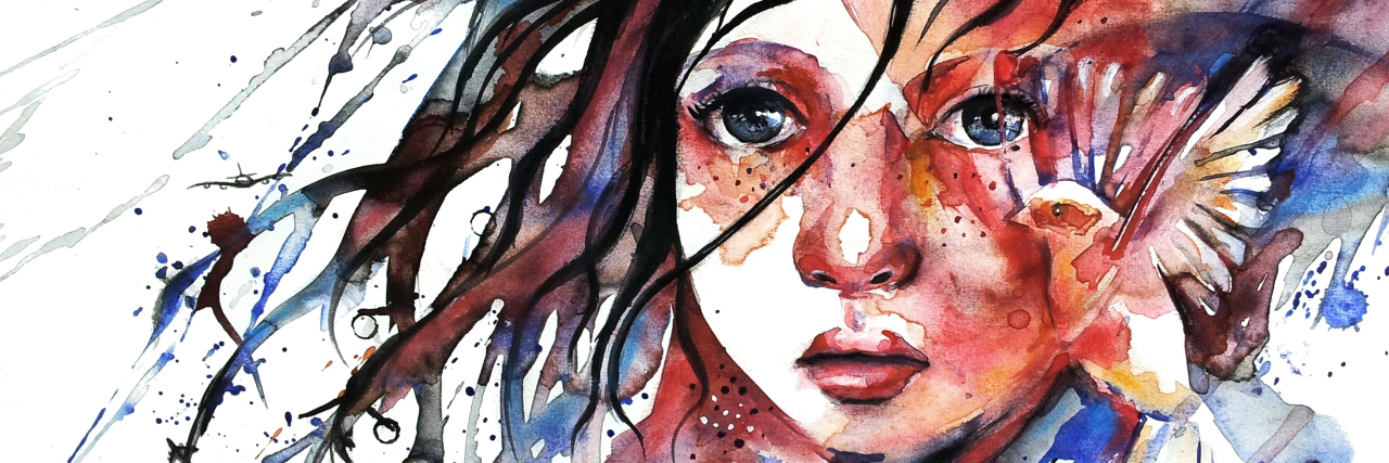 The Vicious Cycle of Hashimoto’s Thyroiditis A watercolor image of a woman's face, with a bird next to her.