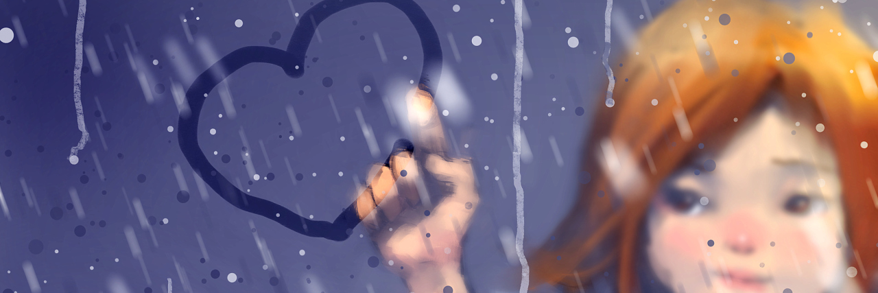 When Borderline Personality Disorder Makes It Difficult to Trust Other digital painting of little girl drawing heart on the window, acrylic on canvas texture, story telling illustration