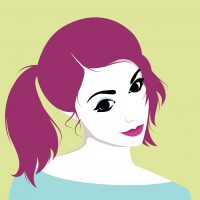 Vector illustration of beautiful naughty girl with ponytails