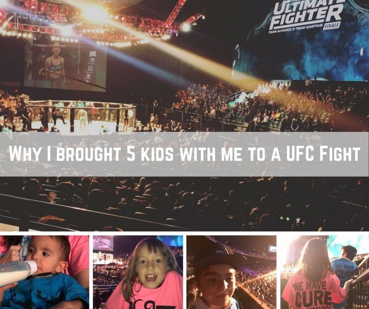 collage of photos of kids at a UFC fight