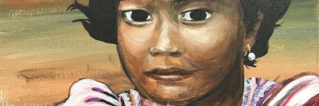 Why I Choose to Tell People About My Struggle With Mental Illness painting of young woman looking sad at viewer