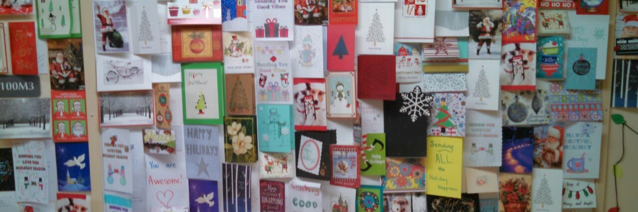Mighty Community Sends Thousands of Cards to Psychiatric Patients cards hanging up at mclean hospital