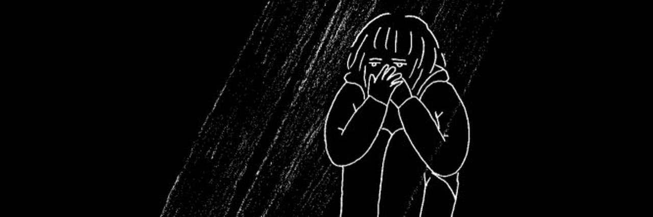 Maureen Walker Illustrates Psychosis in Graphic Novel 'Admission' illustration of a woman sitting in the dark on the floor in front of a window