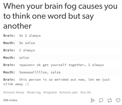 meme that says when your brain fog causes you to think one word but say another. "me" trying to say so i always, "brain" saying salsa
