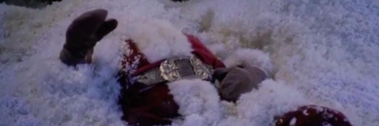 GIFs Explain What It's Like to Be Chronically Ill During the Holidays santa lying on the ground covered in snow