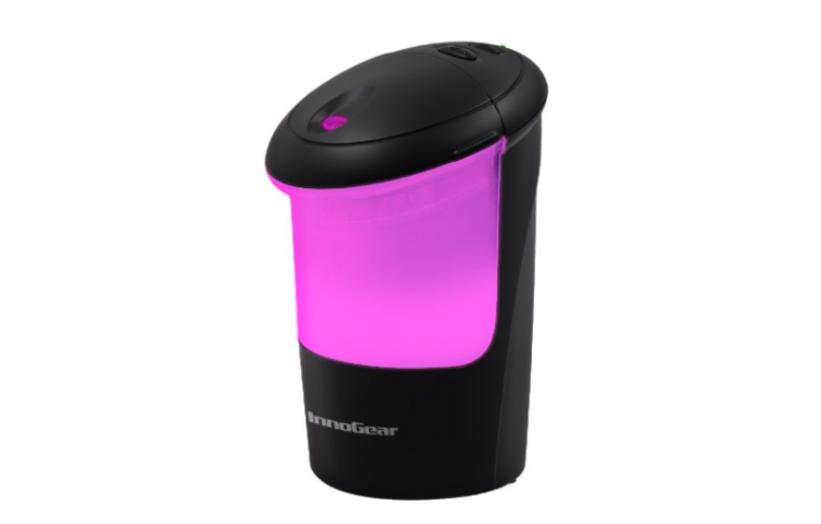essential oil diffuser with pink glowing light