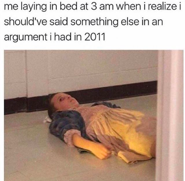 lying in bed overthinking meme
