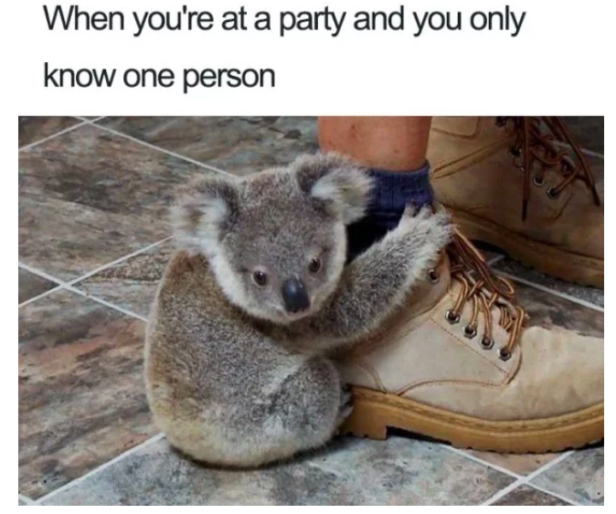 when you're at a party and only know one person