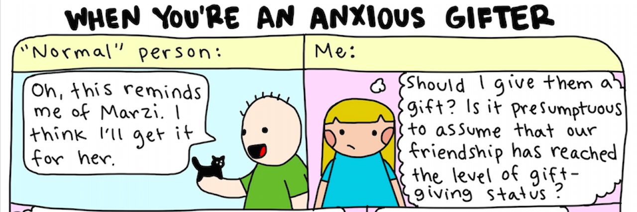 Marzi's Comic Shows What It's Like to Give a Gift With Anxiety introvert doodles