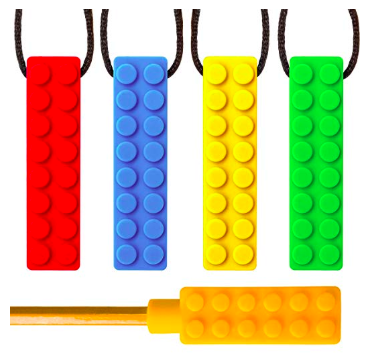 lego-shaped silicone sensory chew neckalces