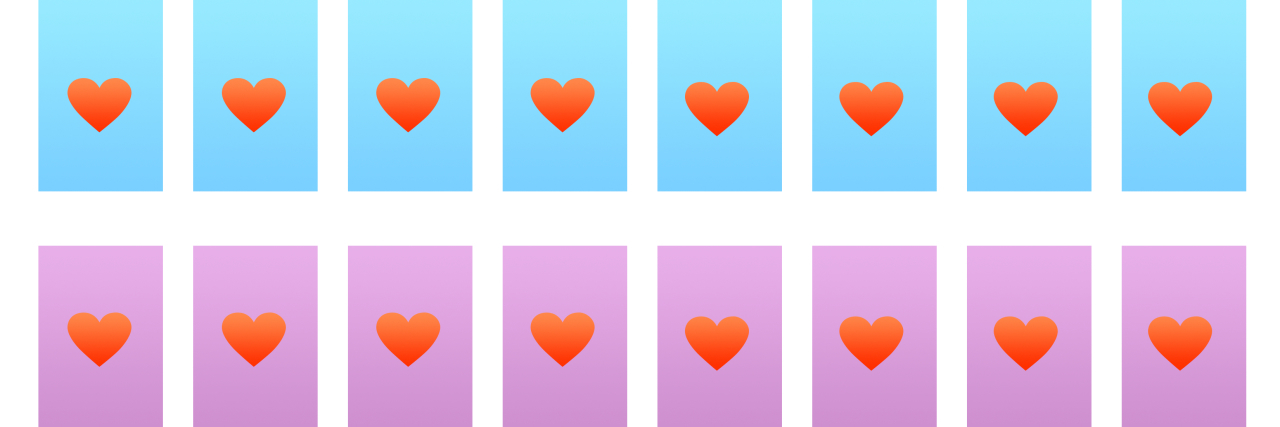 The Mighty Creates a Self-Care Advent Calendar for My Mighty Month Advent calendar showing multi-colored doors covered in hearts.