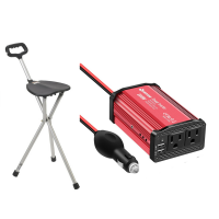 cosmetic bag, folding cane seat and power inverter