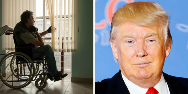 Man in wheelchair and Donald Trump