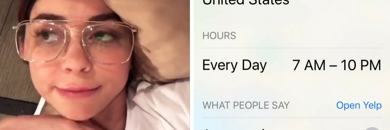 Sarah Hyland Gets Angry at CVS for Not Being Able to Get Medication sarah hyland and a screenshot of her cvs search on her phone