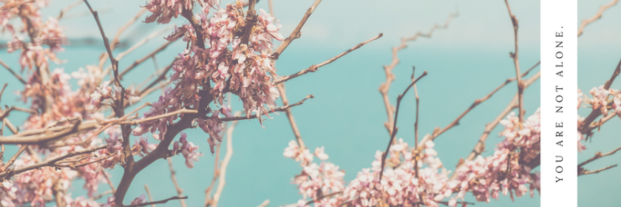 How Depression and Anxiety Affects Those With Congenital Heart Disease cherry blossoms on a tree with text saying 'you are not alone'