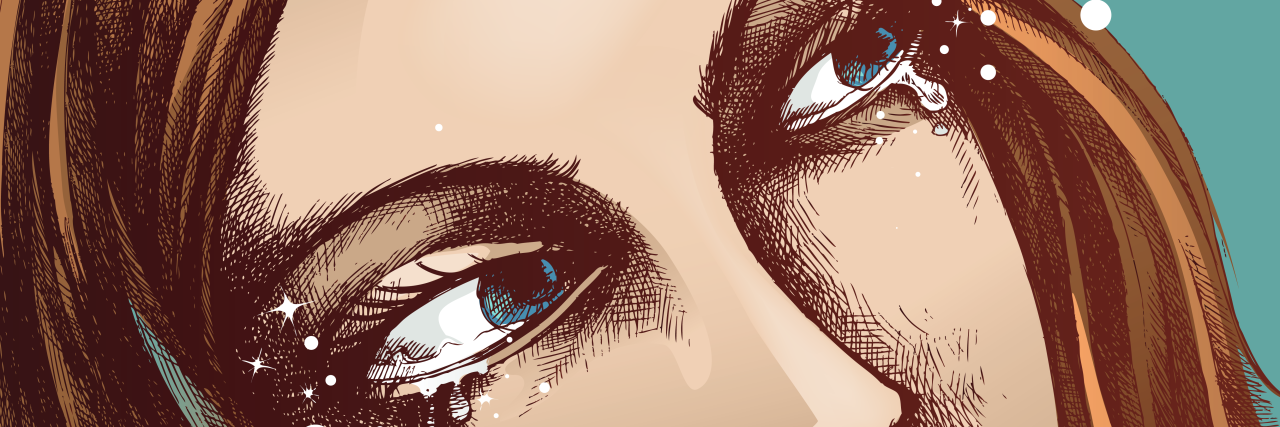 What I Want to Tell My Younger, Abused Self illustration of woman crying