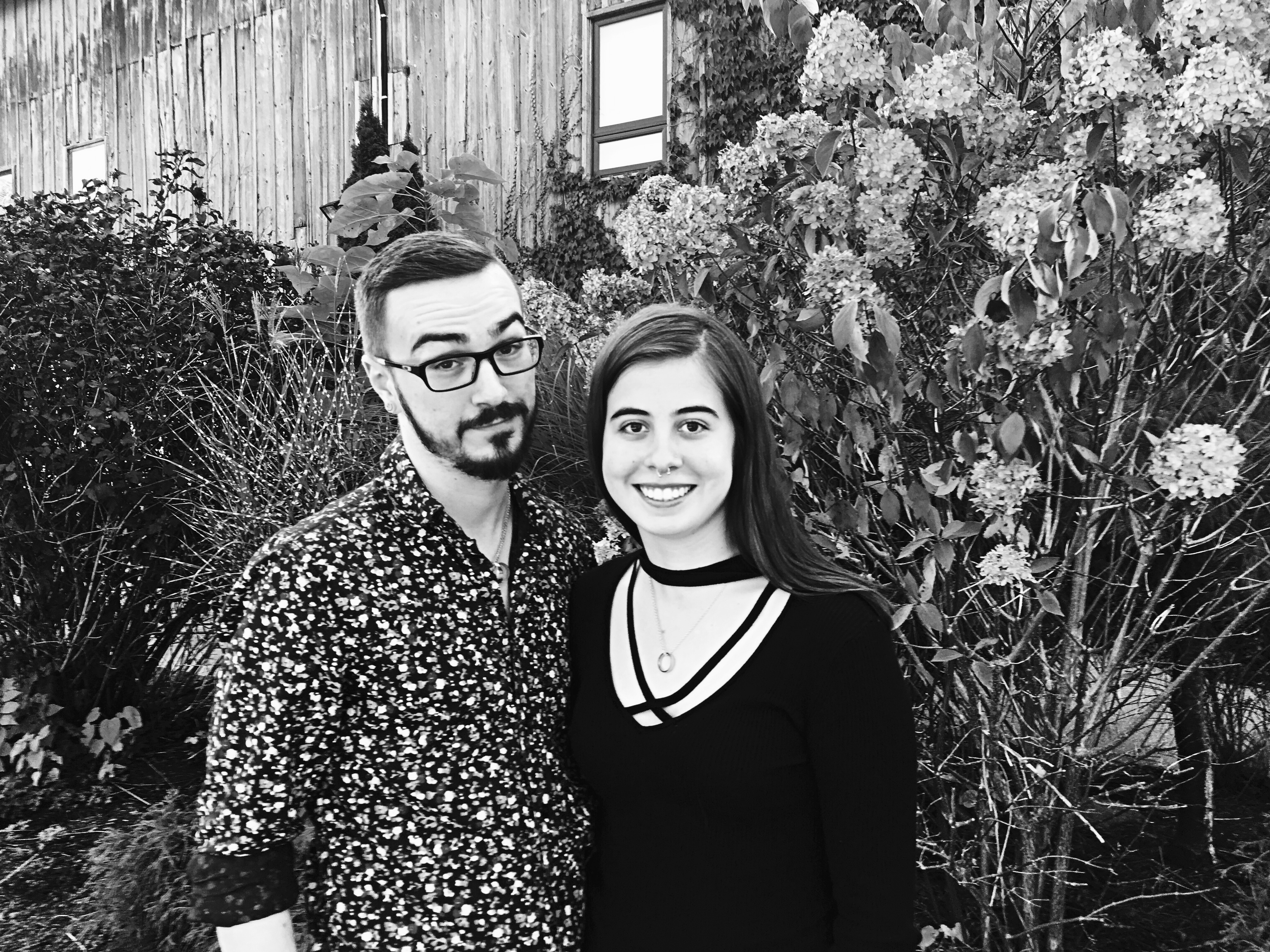 A black and white photo of the writer and her boyfriend.