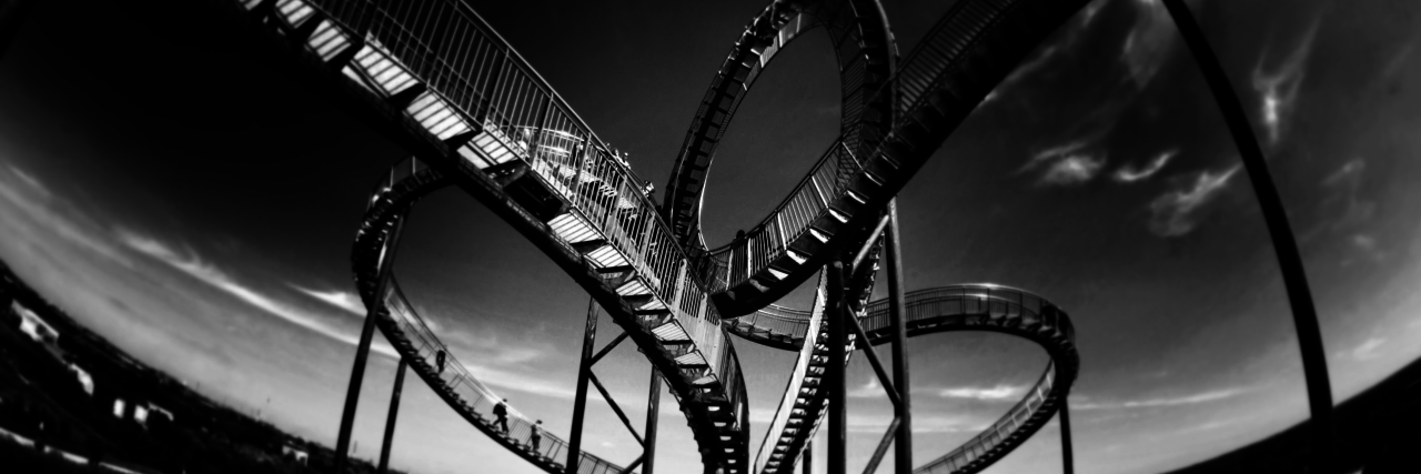 black and white picture of a roller coaster