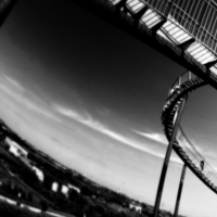 black and white picture of a roller coaster