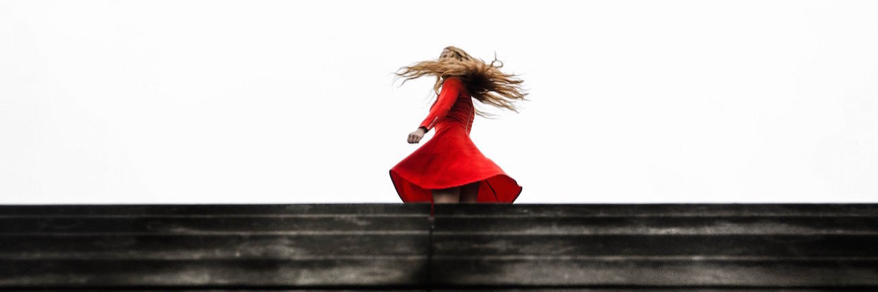 woman red dress