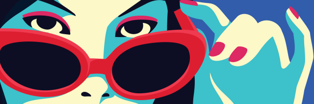 vector pop art illustration of woman wearing sunglasses
