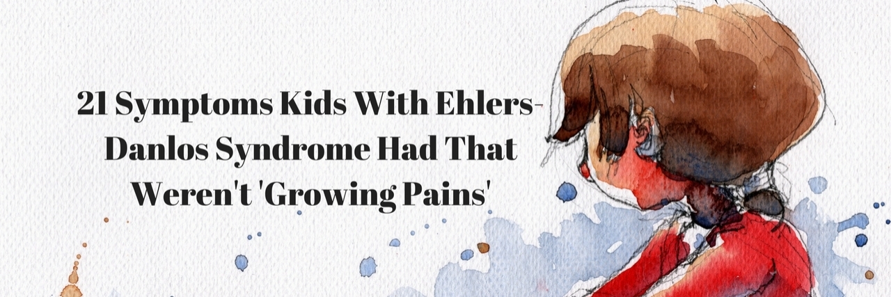 21 Symptoms of Ehlers-Danlos Syndrome That Aren't 'Growing Pains' 21 Symptoms Kids With Ehlers-Danlos Syndrome Had That Weren't 'Growing Pains' with watercolor of child sitting next to cat