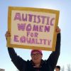 autistic woman at the 2018 women's march in oklahoma city