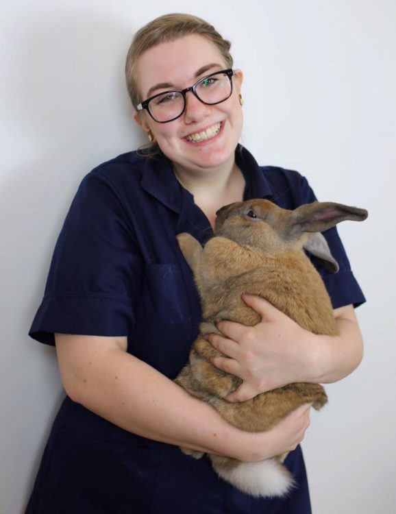 woman holding bunny