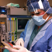 Anita preparing for surgery.