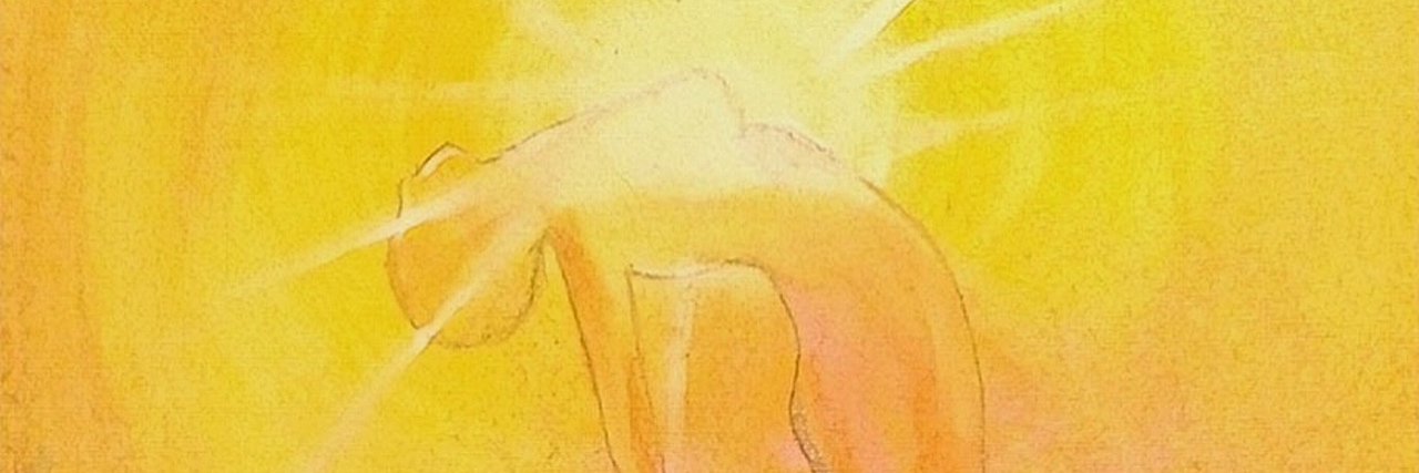 author's painting of a woman emerging from the earth