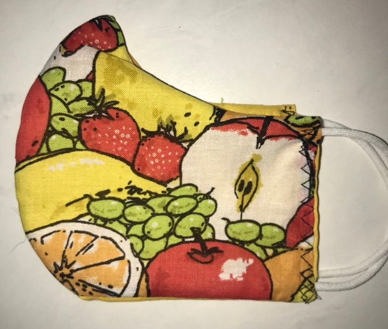 Fruit-patterned face mask from Etsy