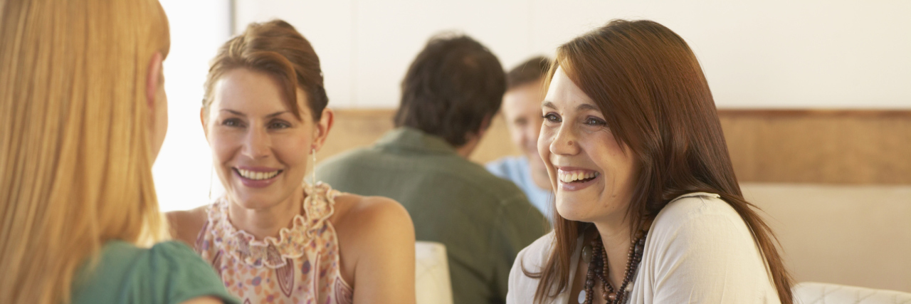 When I'm Chronically Ill and I Show Up Friends dining at a restaurant.