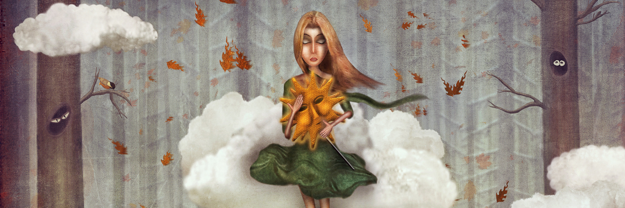 What It's Like to Be Diagnosed With Conversion Disorder The little girl sits on a cloud in autumn forest. Beautiful nature background