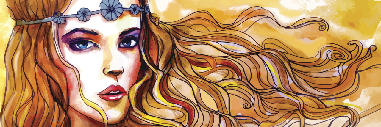 I Gave Up Alcohol for My Chronic Illness A water color illustration of a woman with long red hair.