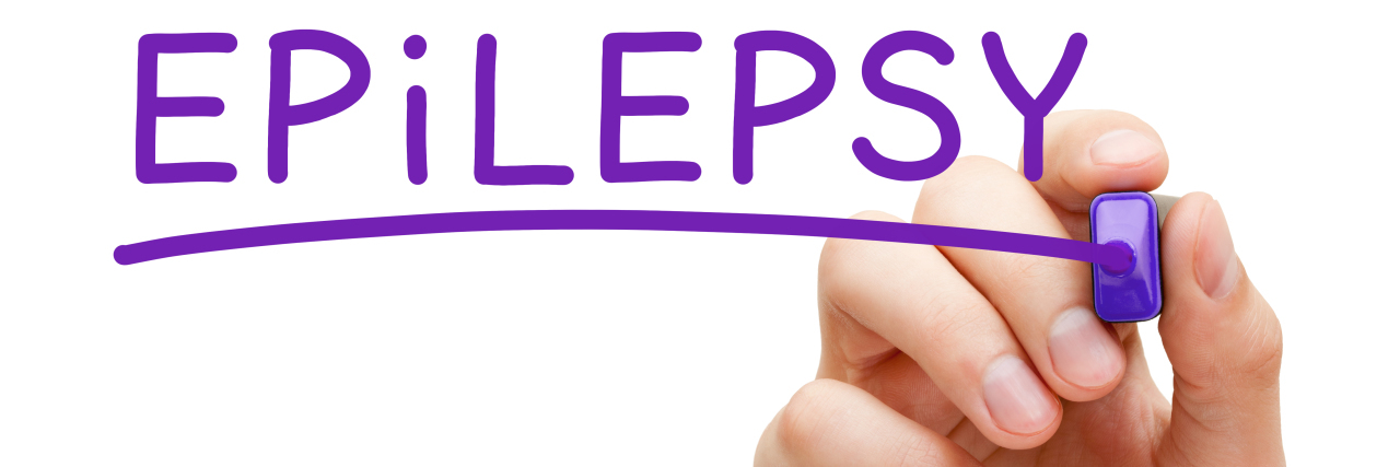 What No One Told Me When I Started Having Seizures Hand writing Epilepsy with purple marker.