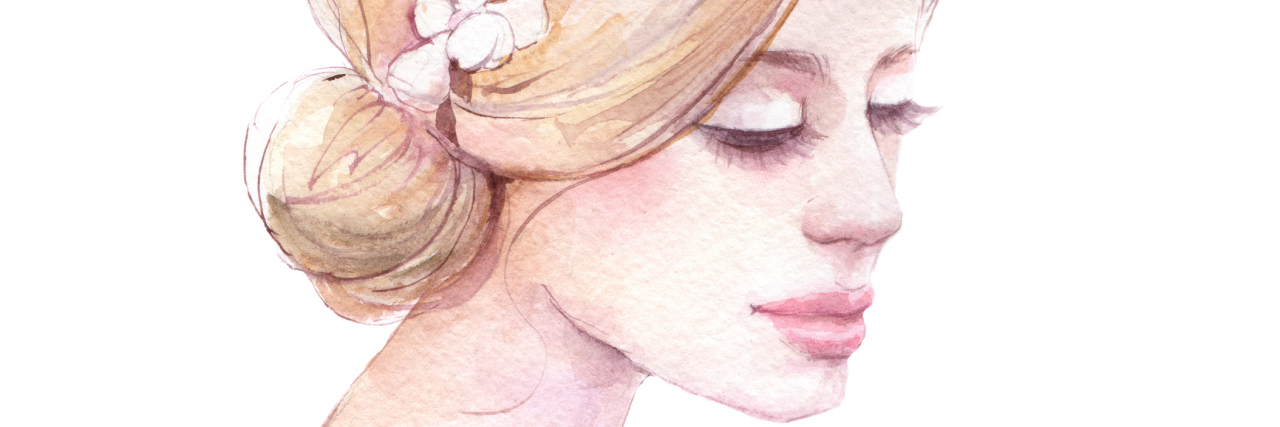 Correcting Misconceptions About Choosing Positivity With Chronic Pain illustration of woman with blonde hair and a flower crown
