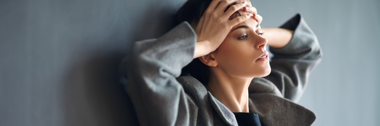 When You're a Strong Person Struggling With Depression Portrait of tired beautiful woman on dark background