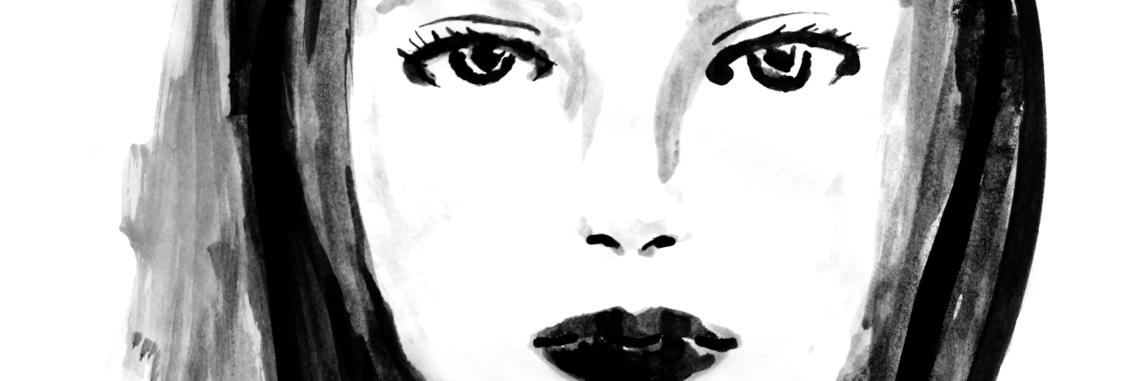 Woman, ink drawing. Fashion illustration. Ink sketch on white background